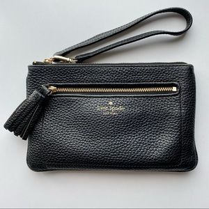 Kate Spade black leather wristlet